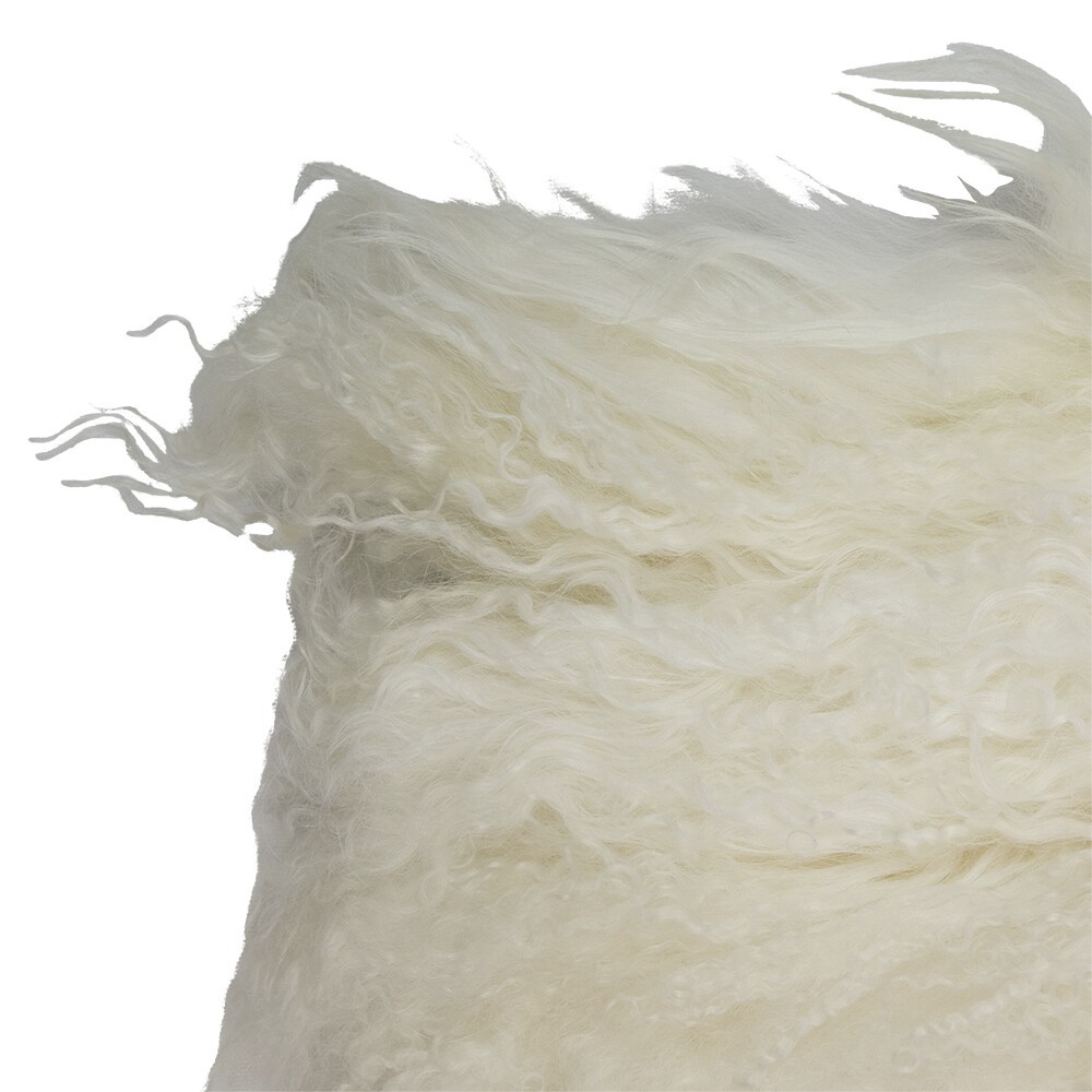 Kožený bílý podsedák dlouhý chlup Curly white - 40*40*2cm
