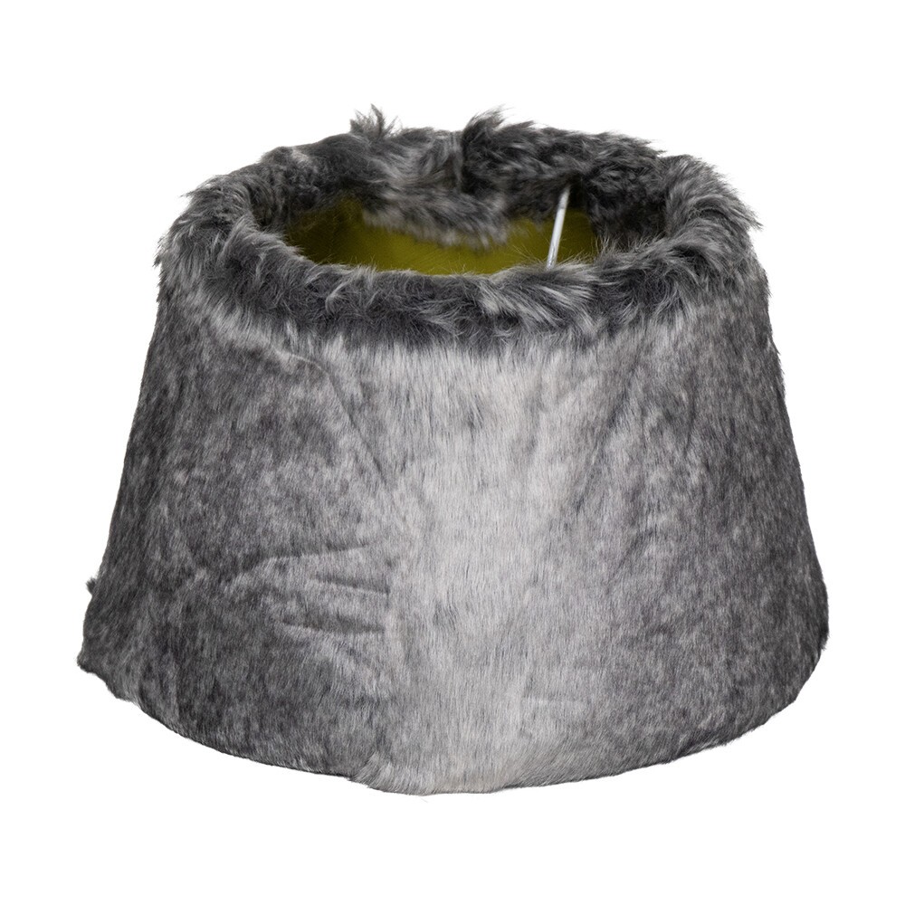 Šedé chlupaté stínidlo Wolf grey - Ø30*Ø20*21 cm