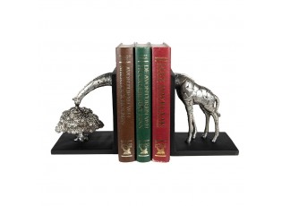 2ks stříbrná antik zarážka na knihy ve tvaru žirafy Giraffe - 30*10*18 cm