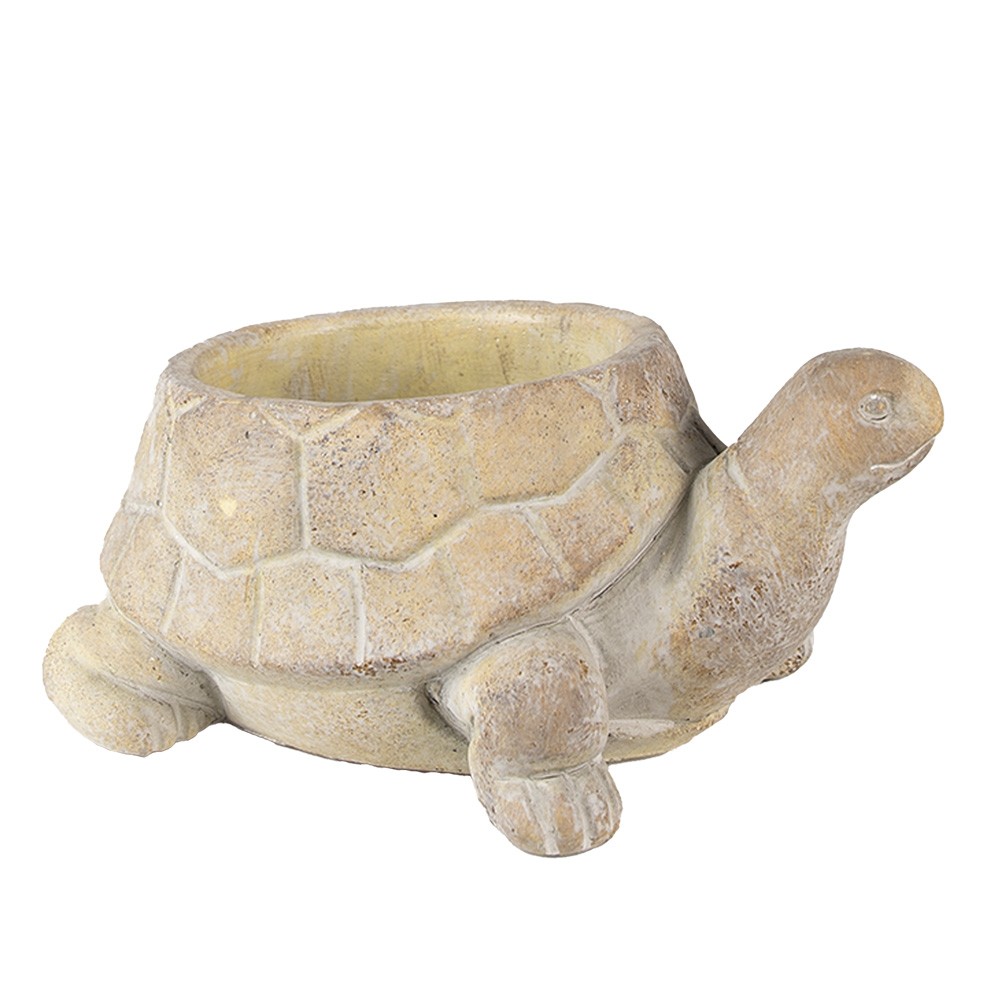 Béžový cementový květináč želva Turtle - 22*16*10 cm Clayre & Eef