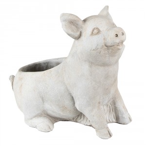 Šedý cementový květináč prasátko Pig - 24*13*20 cm