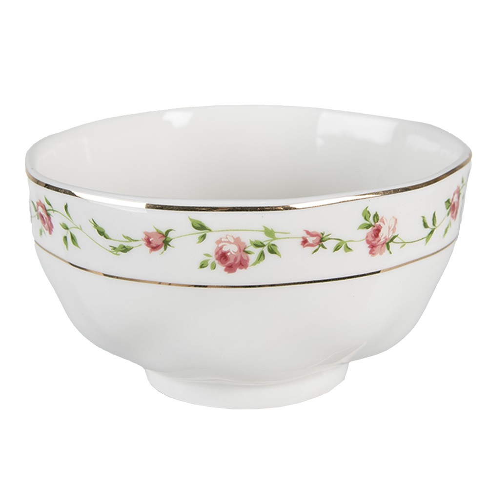 Porcelánová miska na polévku s růžičkami Cutty Rose - ∅ 11*6 cm / 300 ml Clayre & Eef