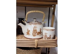 Porcelánový kalíšek na čaj s antickými motivy - ∅ 6*8 cm / 0,1L