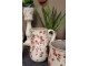 Béžový keramický dekorační džbán s výraznými květy - 16*12*18 cm