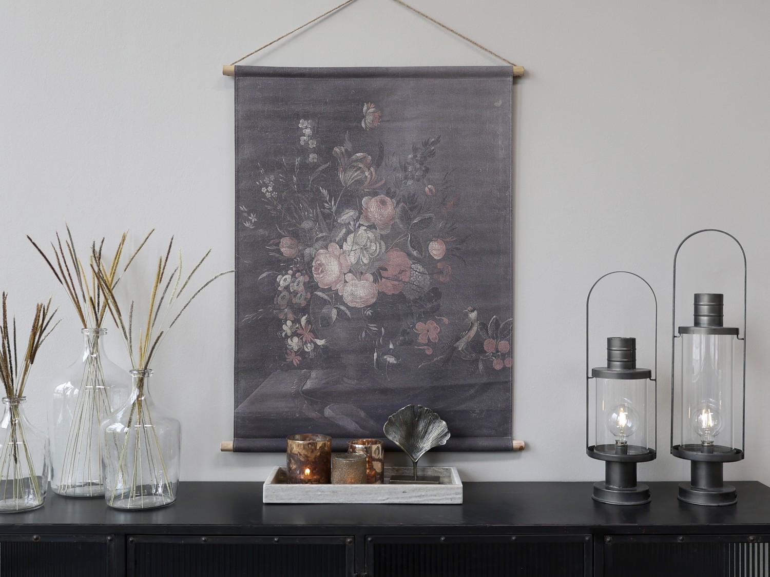 Nástěnná vintage mapa s květy Floral print III - 76*97cm