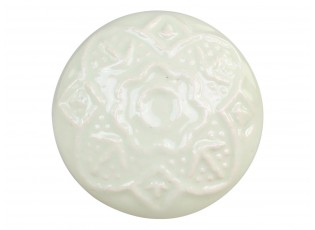 Zelená antik porcelánová úchytka Flower - Ø 4 cm