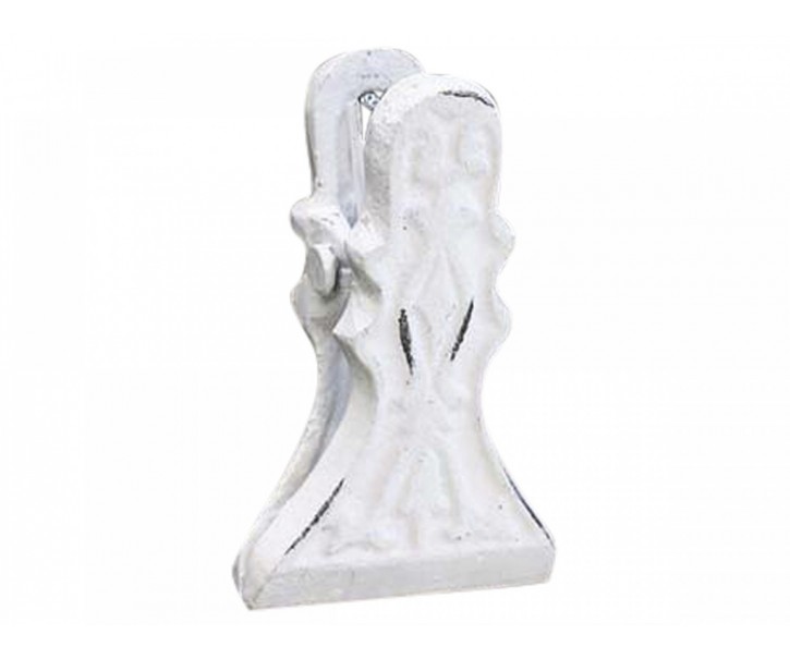 Bílý antik nástěnný litinový klip s ornamentem - 6*10cm