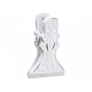 Bílý antik nástěnný litinový klip s ornamentem - 6*10cm