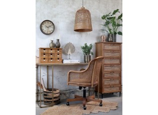 Antik dřevěná židle s výpletem a opěrkami na kolečkách Old French chair - 62*62*92 cm 