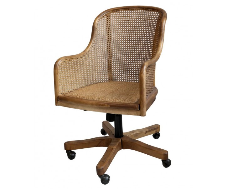 Antik dřevěná židle s výpletem a opěrkami na kolečkách Old French chair - 62*62*92 cm 