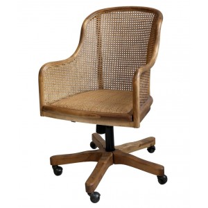 Antik dřevěná židle s výpletem a opěrkami na kolečkách Old French chair - 62*62*92 cm 