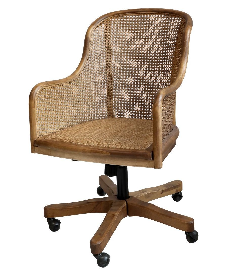 Antik dřevěná židle s výpletem a opěrkami na kolečkách Old French chair - 62*62*92 cm 