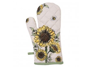 Béžová bavlněná chňapka - rukavice se slunečnicemi Sunny Sunflowers - 18*30 cm