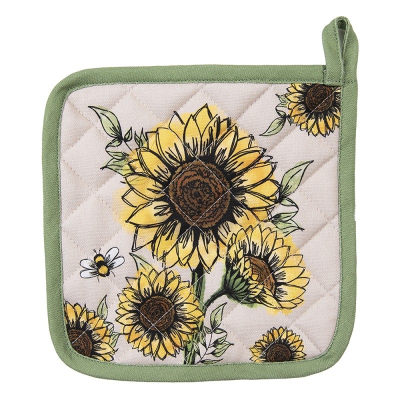 Béžová bavlněná chňapka - podložka se slunečnicemi Sunny Sunflowers - 20*20cm