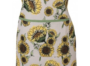 Béžová bavlněná zástěra se slunečnicemi Sunny Sunflowers - 70*85 cm