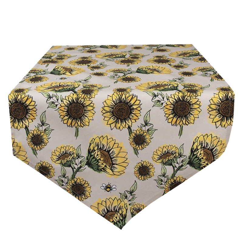 Béžový bavlněný běhoun se slunečnicemi Sunny Sunflowers - 50*160 cm