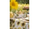 Béžový bavlněný košík na pečivo se slunečnicemi Sunny Sunflowers - 35*35*8 cm