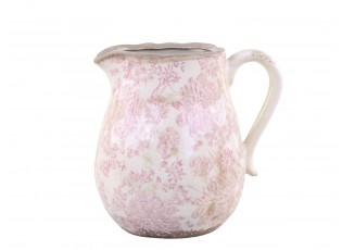 Keramický dekorační džbán s růžovými květy Melun - 20*16*20cm