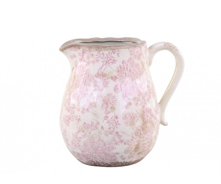 Keramický dekorační džbán s růžovými květy Melun - 20*16*20cm