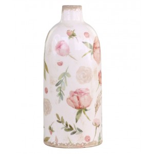 Keramická dekorační váza s květy Floral Étel - Ø 11*26cm