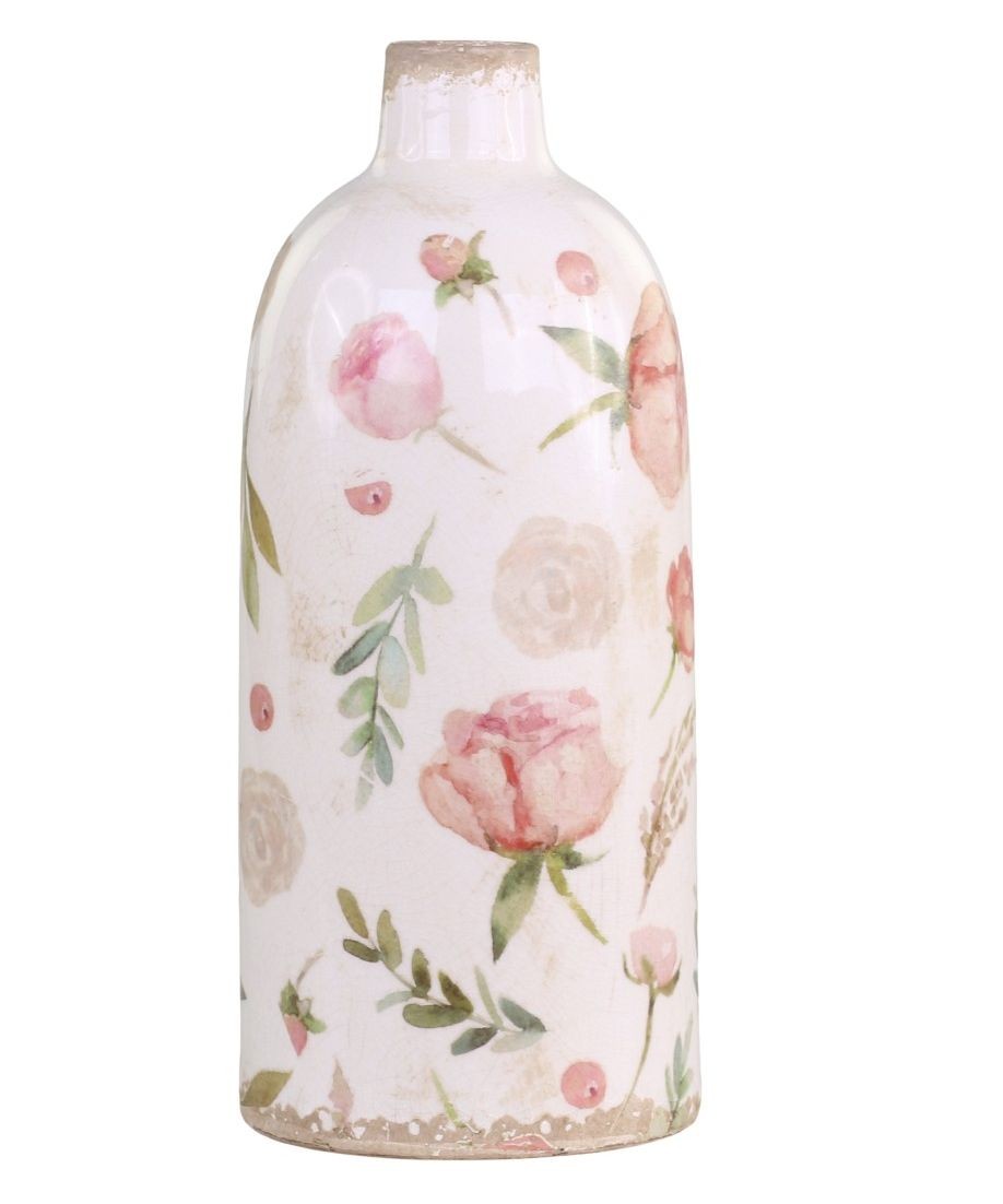 Keramická dekorační váza s květy Floral Étel - Ø 11*26cm
