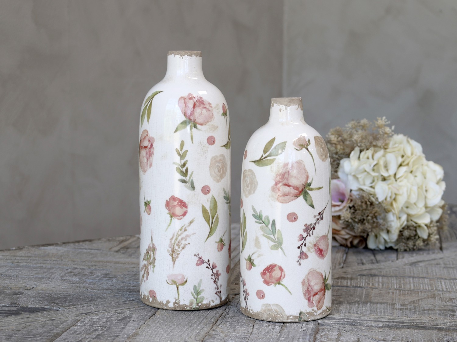 Keramická dekorační váza s květy Floral Étel - Ø 11*31cm
