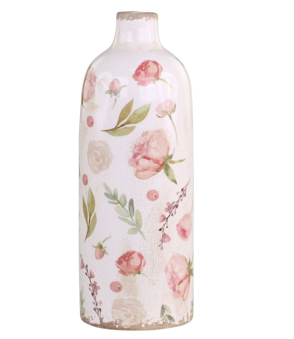 Keramická dekorační váza s květy Floral Étel - Ø 11*31cm