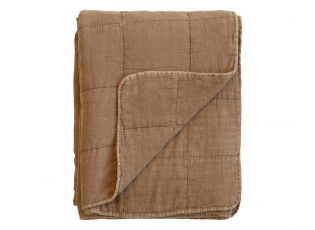 Karamelový bavlněný přehoz s opraným vzhledem Vintage Quilt - 130*180 cm