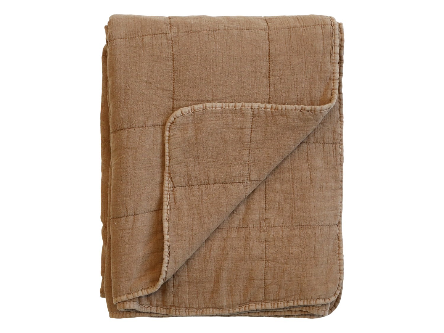 Levně Karamelový bavlněný přehoz s opraným vzhledem Vintage Quilt - 130*180 cm 16090128