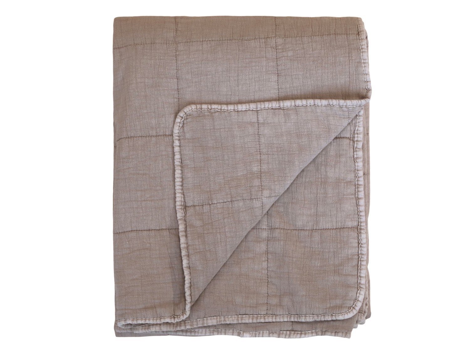 Levně Taupe bavlněný přehoz s opraným vzhledem Vintage Quilt - 130*180 cm 16090130 (16901-30)