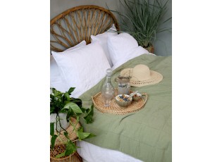 Zelený bavlněný přehoz s opraným vzhledem Vintage Quilt - 130*180 cm