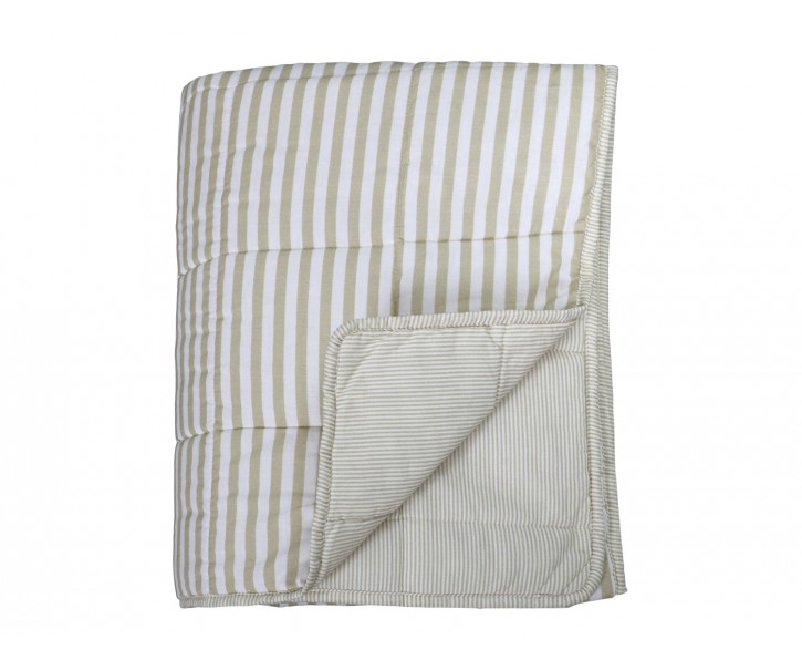 Béžově pruhovaný bavlněný přehoz Quilt Stripes - 130*180 cm
