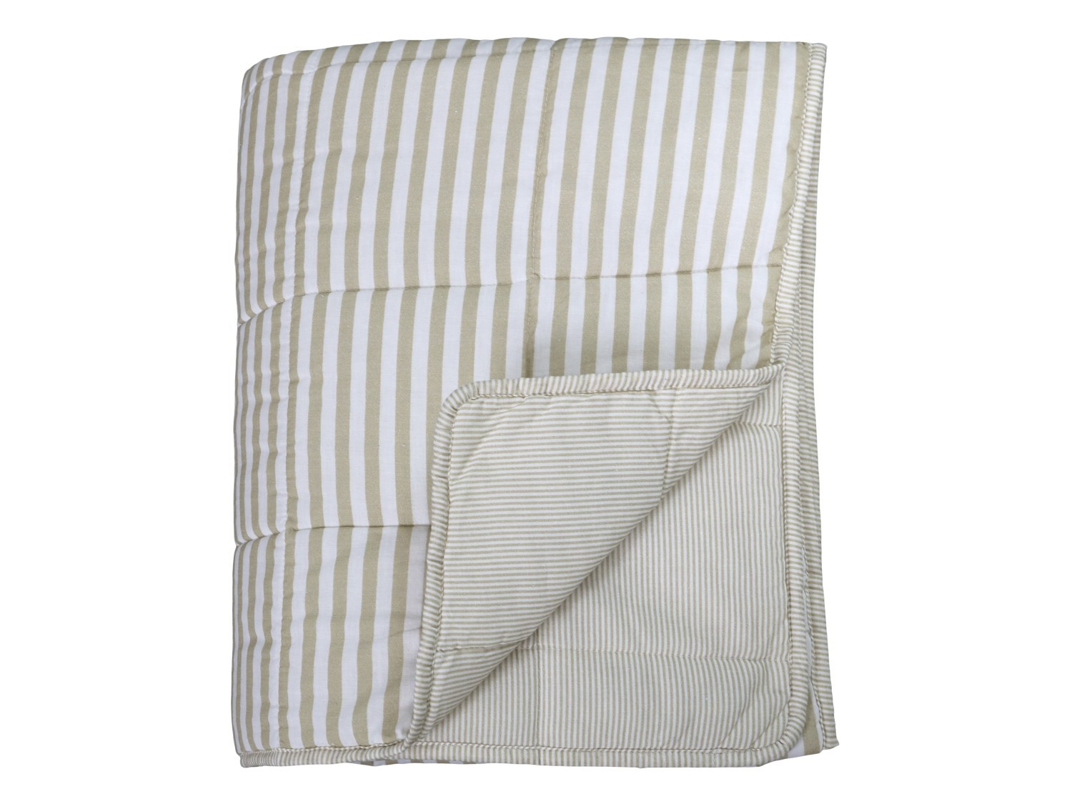 Béžově pruhovaný bavlněný přehoz Quilt Stripes - 130*180 cm Chic Antique