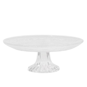 Skleněný podnos na noze se zdobením Glass Pattern - Ø 20*7,5 cm