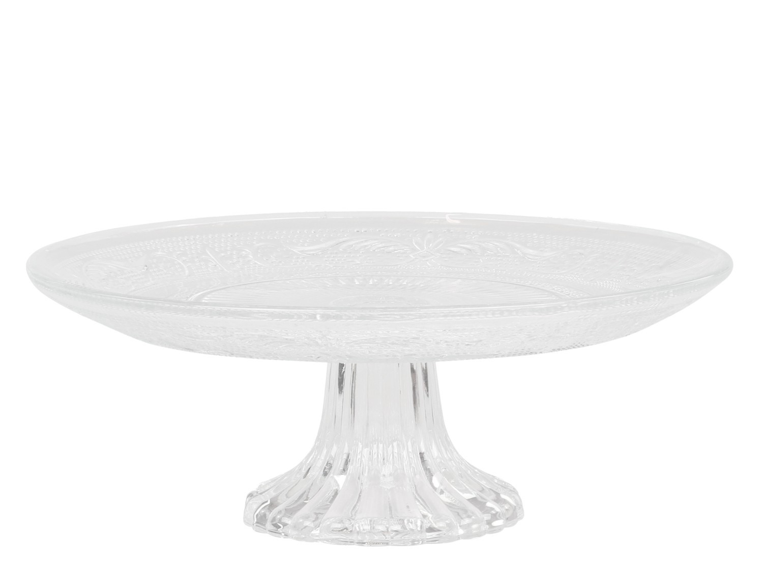 Skleněný podnos na noze se zdobením Glass Pattern - Ø 20*7,5 cm
