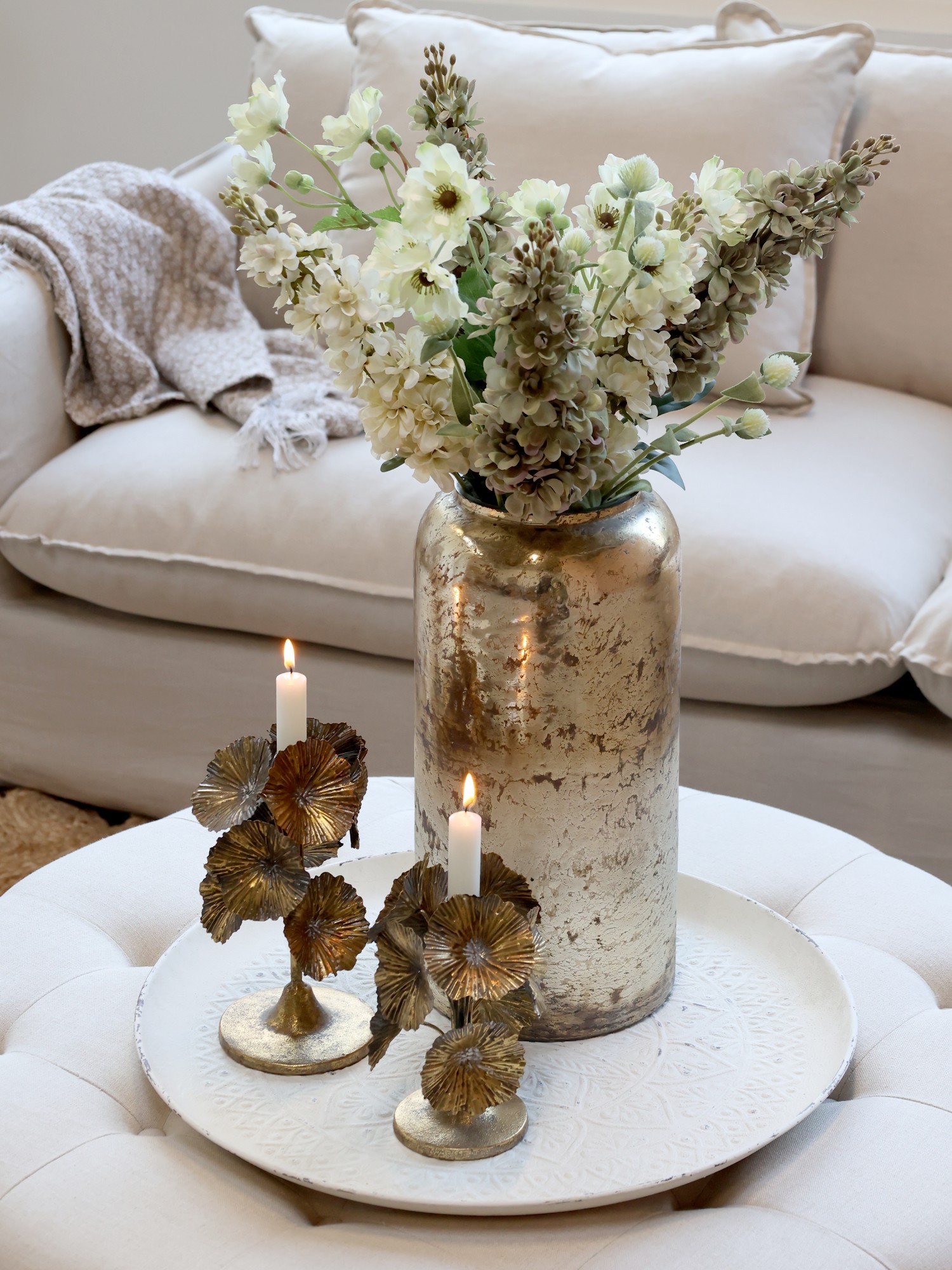 Dekorace umělá zelená květina Delphinium green - 80 cm