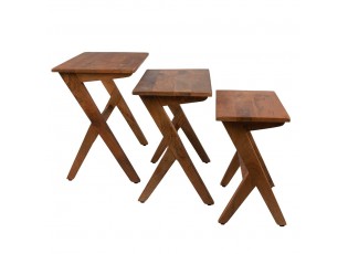 Set 3ks odkládací dřevěný stolek Rammia - 54*35*51 / 47*30*46 / 40*25*41 cm