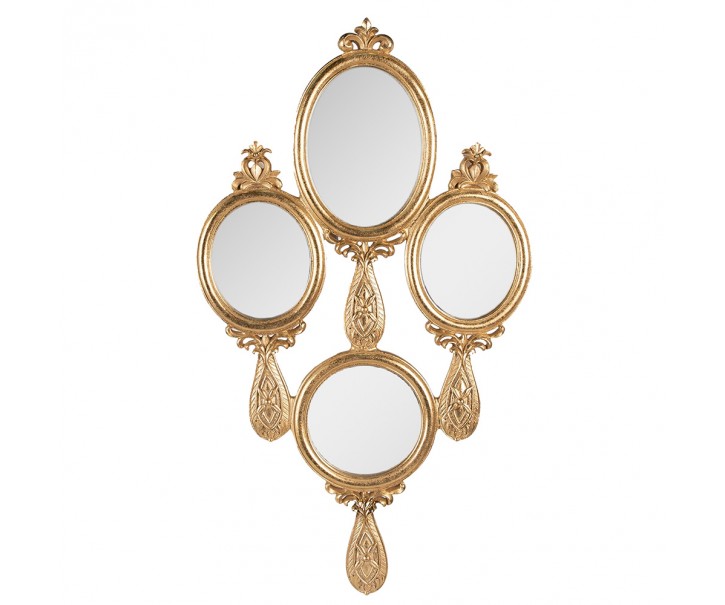 Zlaté antik nástěnné zrcadlo složené ze zrcátek - 28*2*49 cm