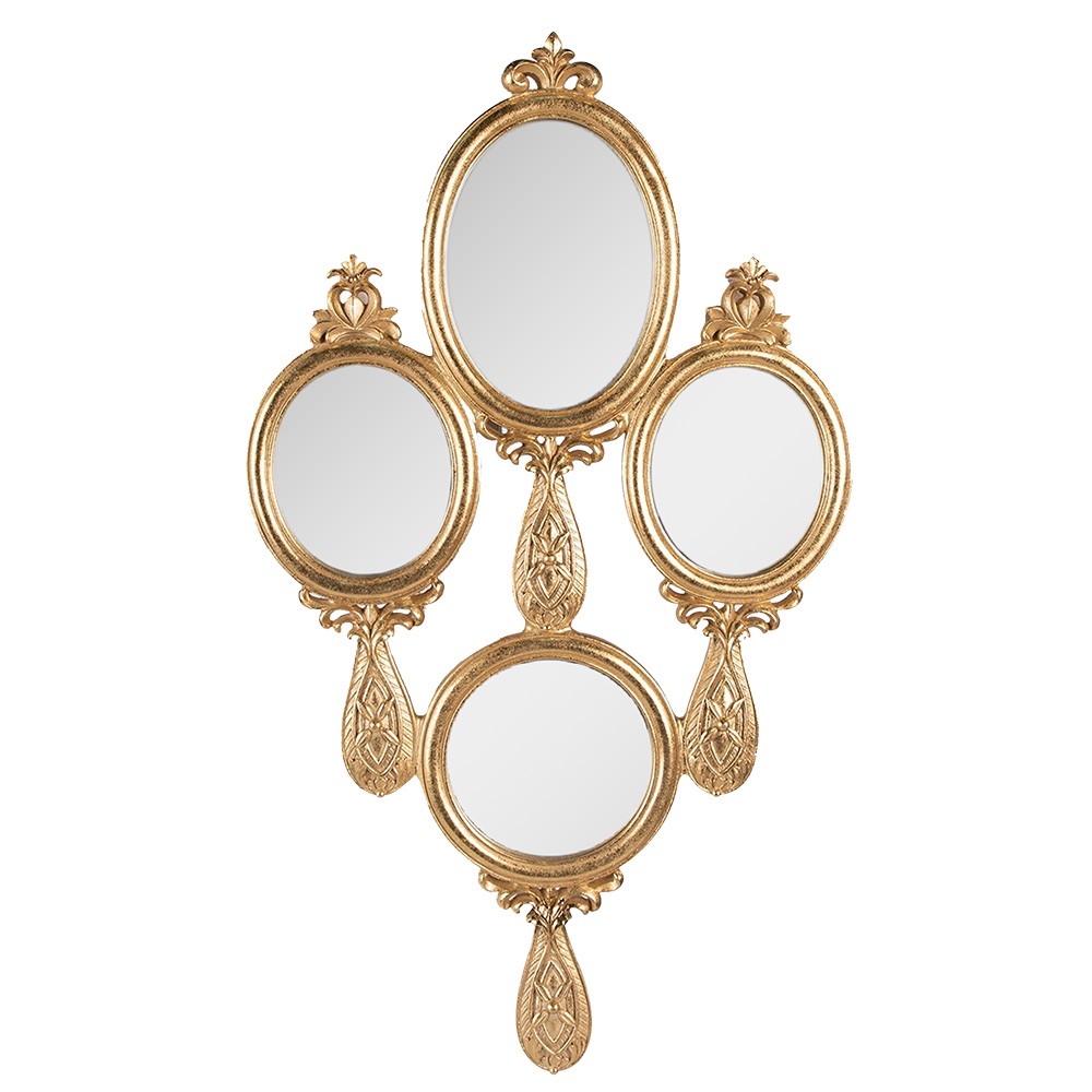 Zlaté antik nástěnné zrcadlo složené ze zrcátek - 28*2*49 cm Clayre & Eef