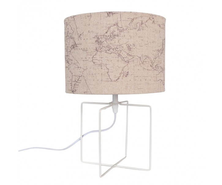 Bílá stolní lampa s béžovým stínidlem - Ø 22*34 cm E27/max 1*60W