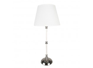 Stříbrná stolní lampa s bílým stínidlem - Ø 18*44 cm E27/max 1*60W