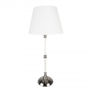 Stříbrná stolní lampa s bílým stínidlem - Ø 18*44 cm E27/max 1*60W