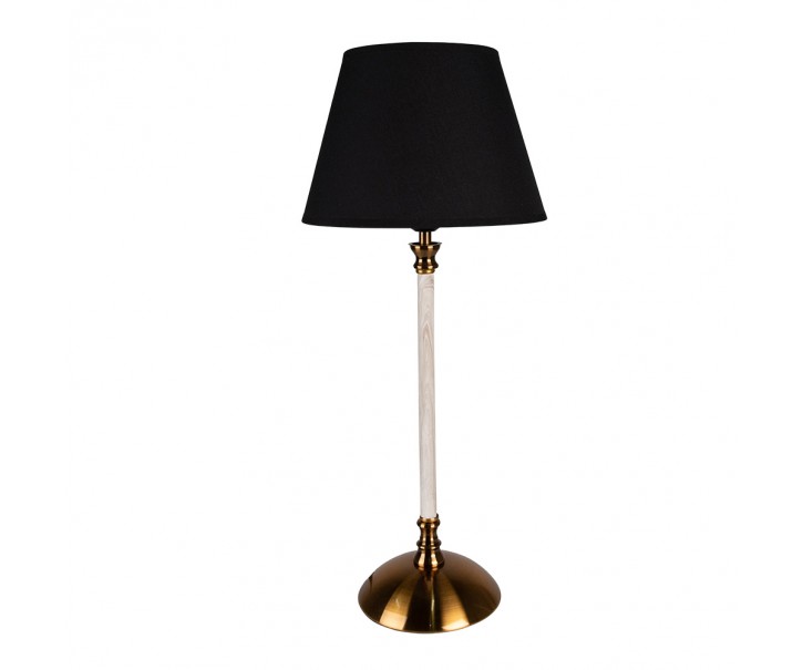 Stolní lampa s bílo-zlatou základnou a černým stínidlem Vileo - Ø 22*53 cm E27/max 1*60W