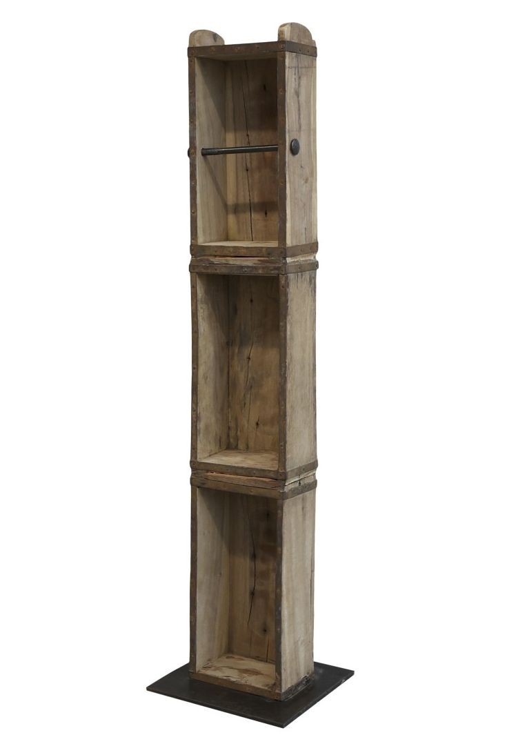 Dřevěný hnědý antik stojan na toaletní papír Brick Moulds - 15*95*10 cm