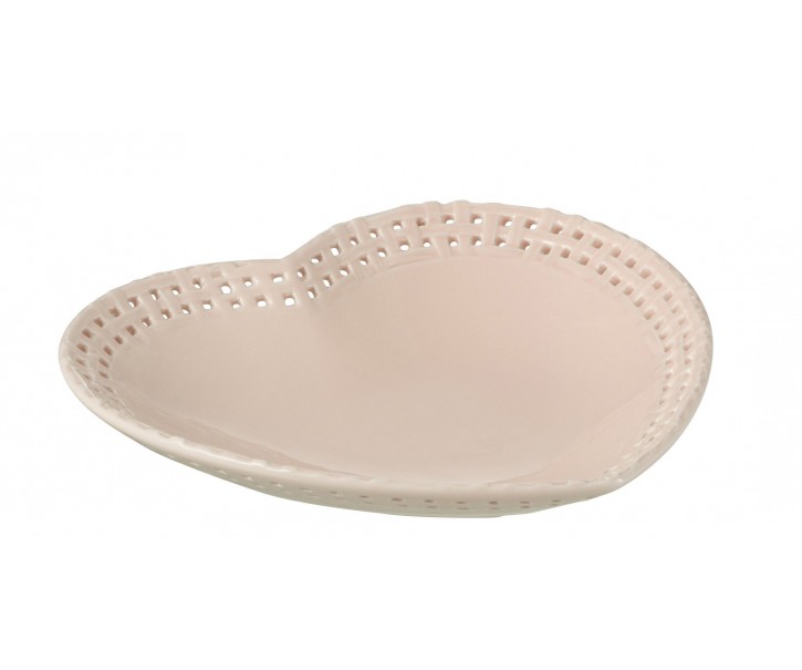 Růžový keramický talíř / miska ve tvaru srdce Hella Pastel Pink - 22*22*4 cm