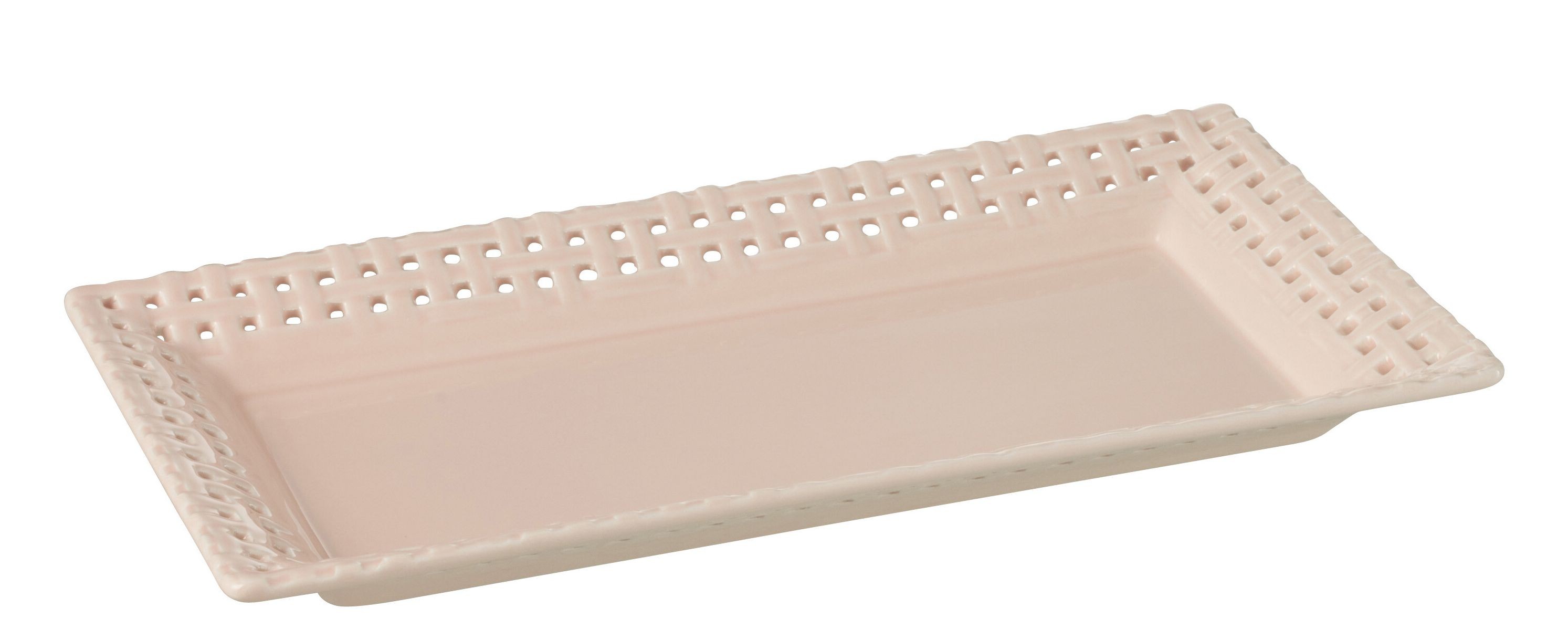 Růžový keramický servírovací podnos Hella Pastel Pink - 32*17*3 cm
