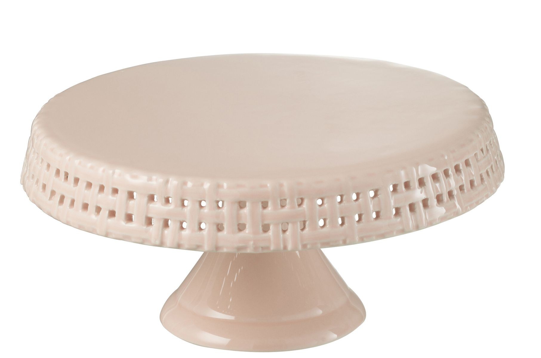 Růžový keramický podnos na noze Hella Pastel Pink M - Ø 25*12cm