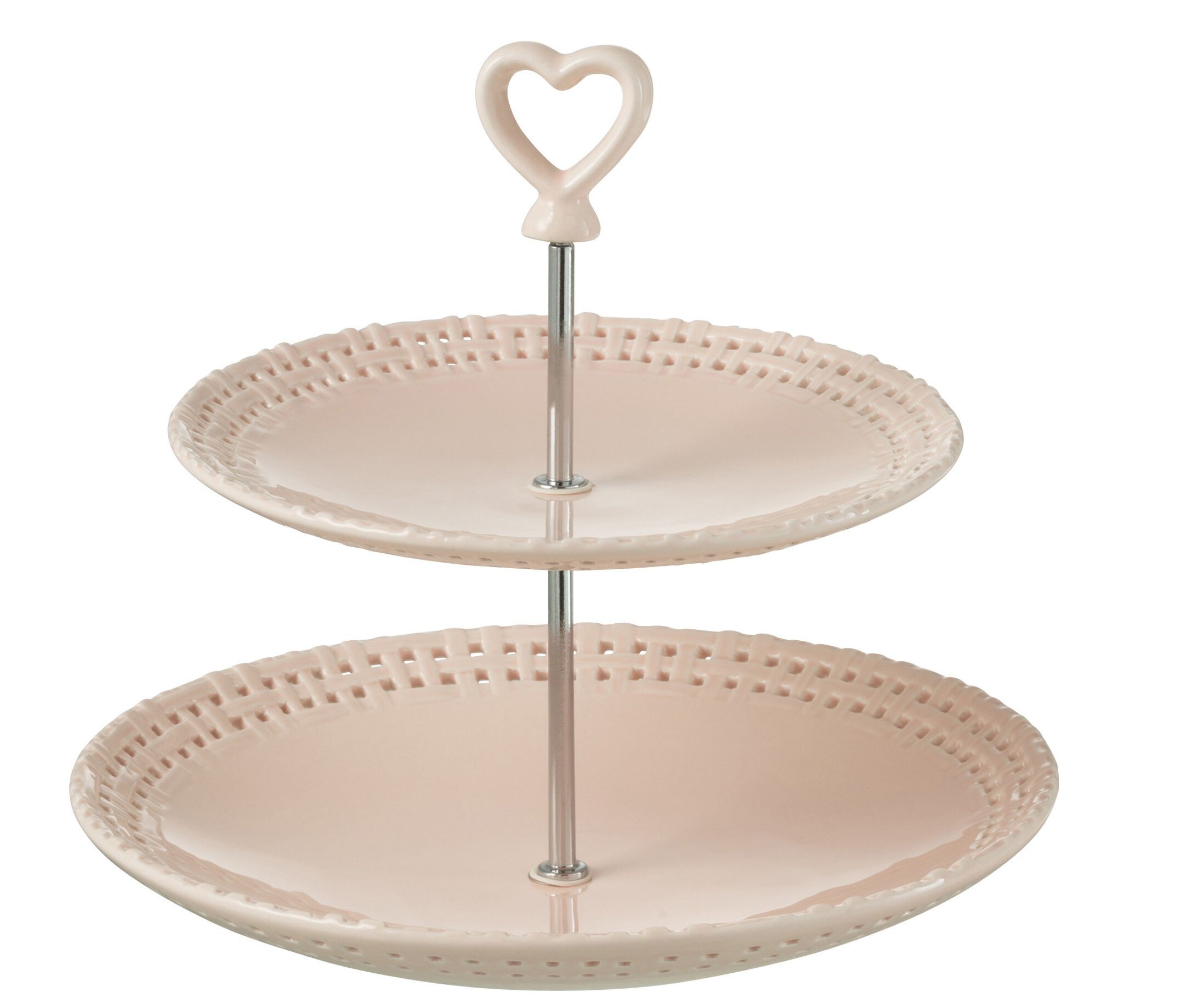Růžový keramický 2-patrový etažér Hella Pastel Pink - Ø 25*23 cm