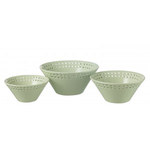 3ks zelená keramická miska Hella Pastel Green - Ø14*6 / Ø17*7 / Ø19*9 cm
