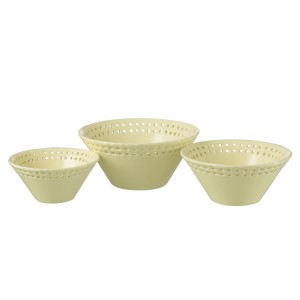 3ks žlutá keramická miska Hella Yellow - Ø14*6 / Ø17*7 / Ø19*9 cm